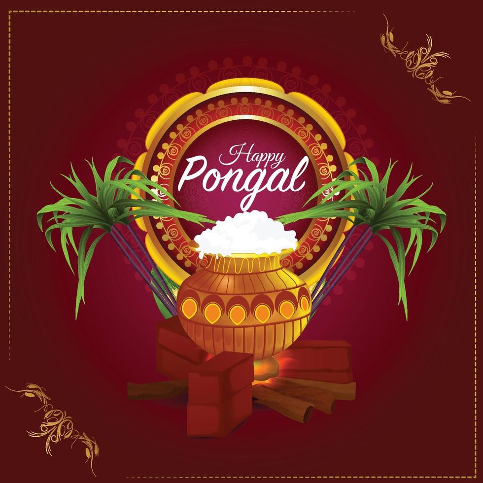 tarjeta de felicitación pongal o concepto de diseño de banner vector