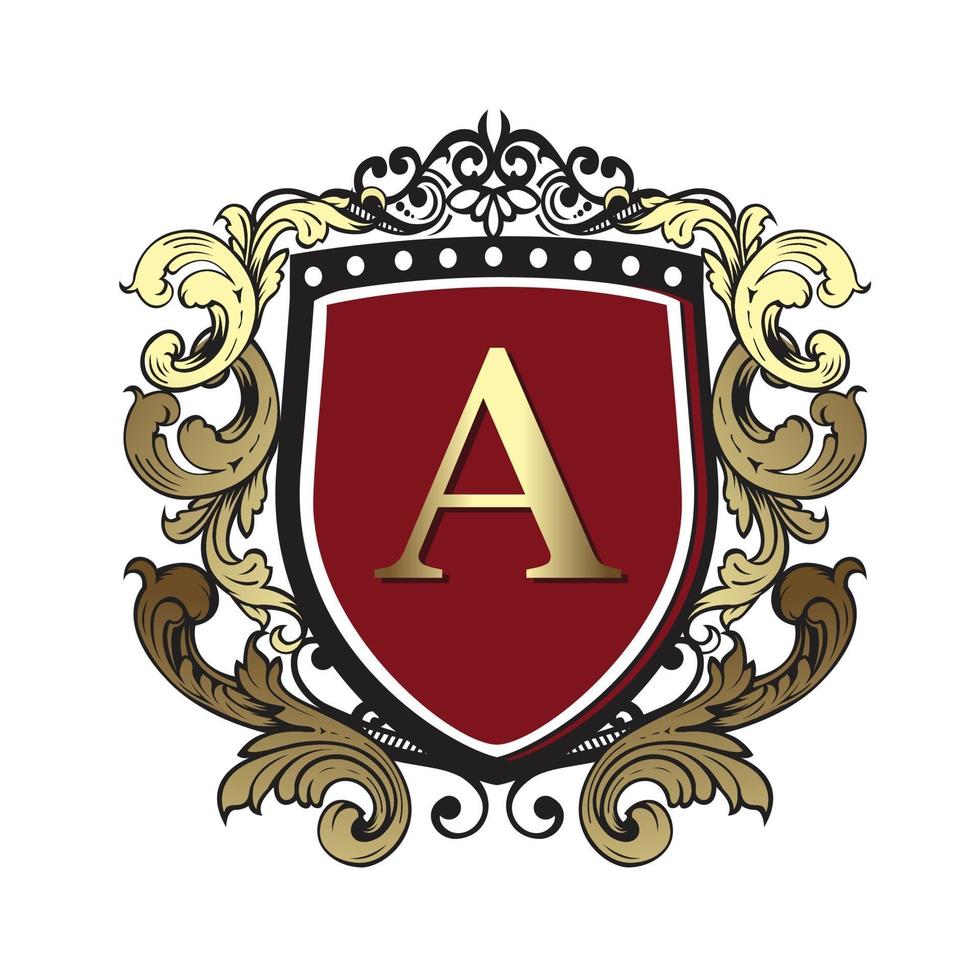 plantilla de diseño de cresta vintage ornamento real logotipo de monograma de emblema de lujo elegante. vector