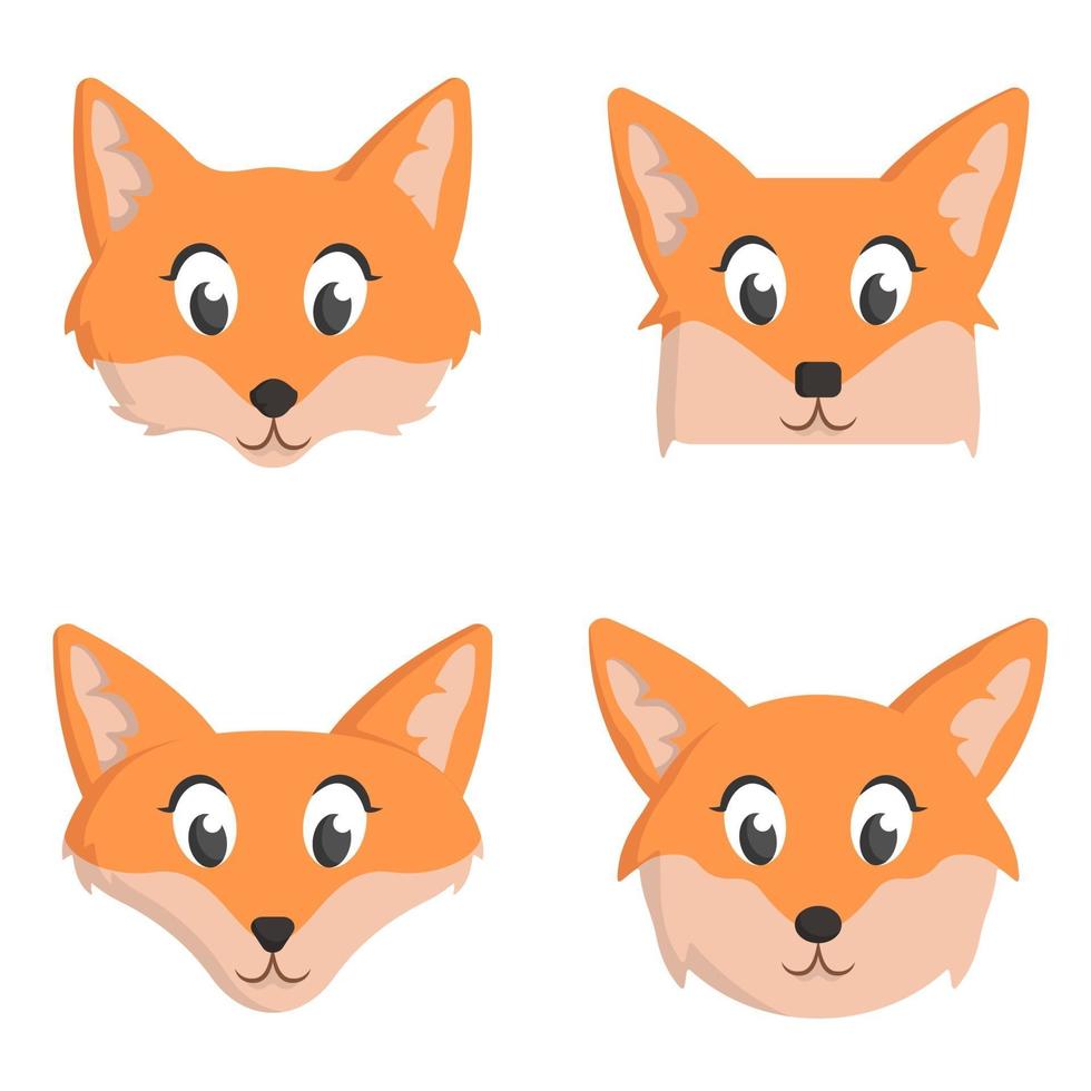 Set of cartoon foxes. vector