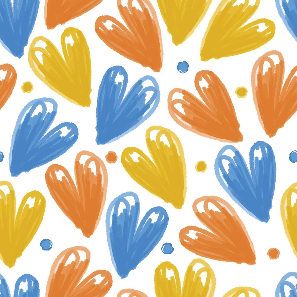 seamless valentine day pattern background with multicolour heart and dot shape vector