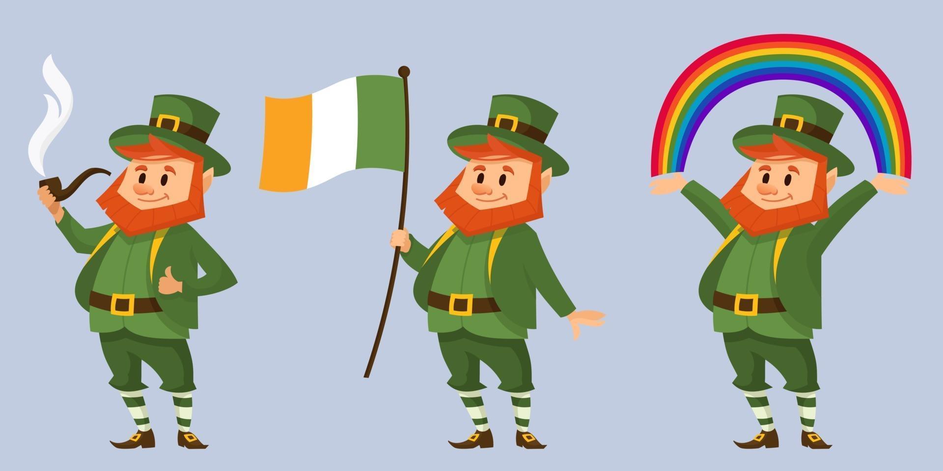 Leprechaun in different poses. vector