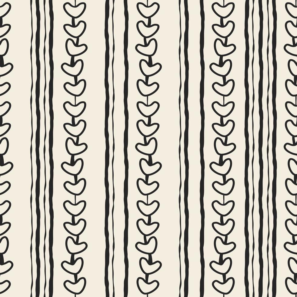 seamless valentine day pattern background with monochrome stripe line from heart shape vector