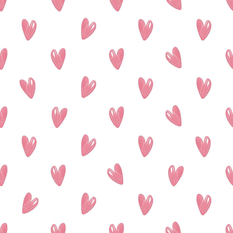 seamless valentine day pattern background with heart from pink pen vector