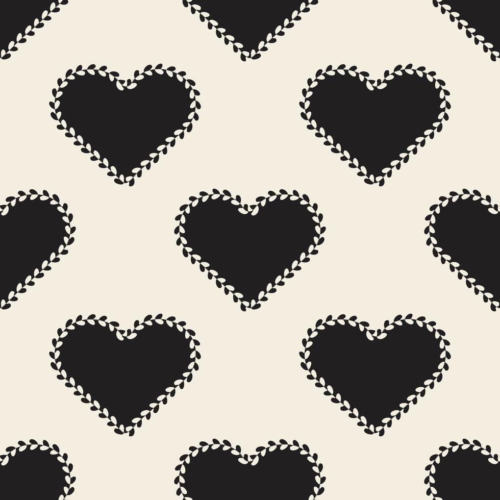 seamless valentine day pattern background with monochrome heart shape with heart line frame vector