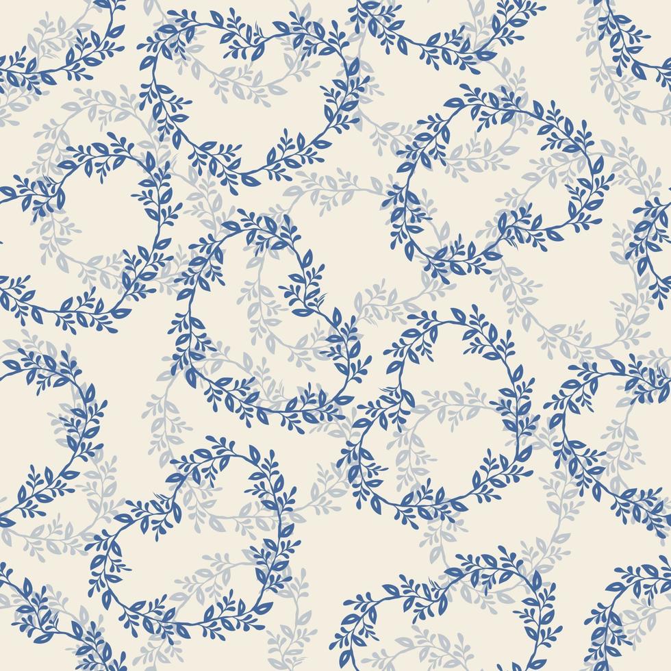 seamless valentine day pattern background with blue heart heart line from ivy plant vector