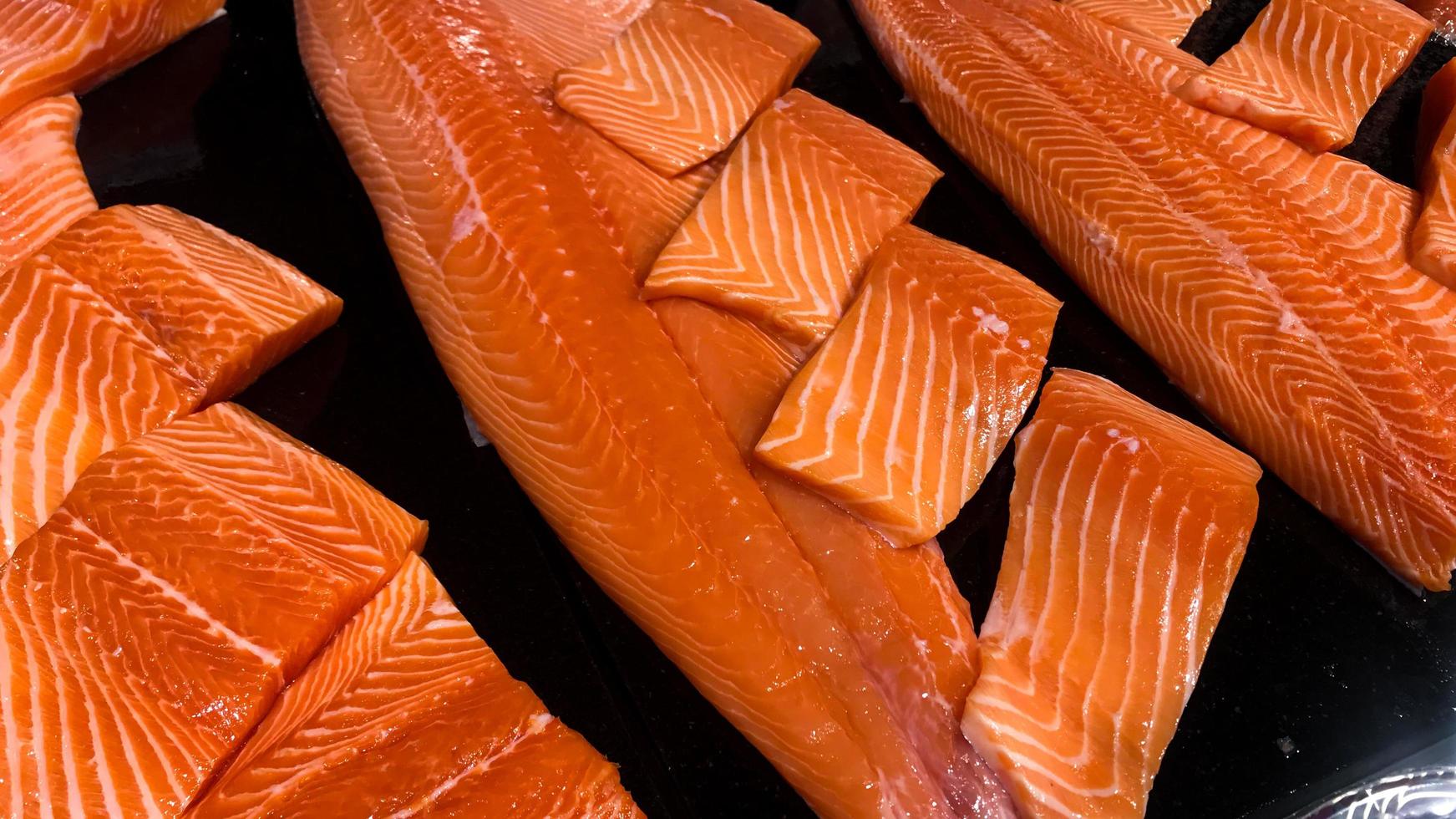 Raw fresh salmon fillets photo