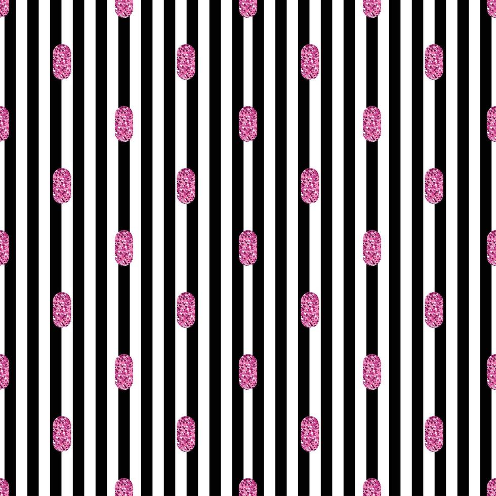 seamless valentine pink glitter dot from oval shape pattern on stripe background vector