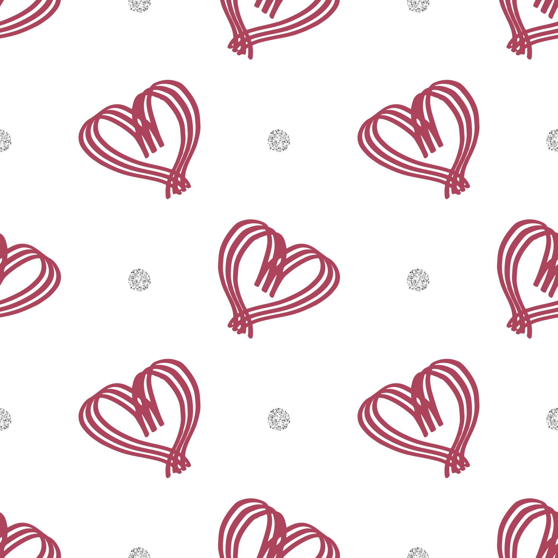 Heart Glitter Seamless Pattern Valentines Day Background
