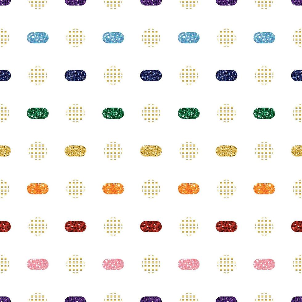 seamless rainbow glitter dot from oval shape pattern background vector