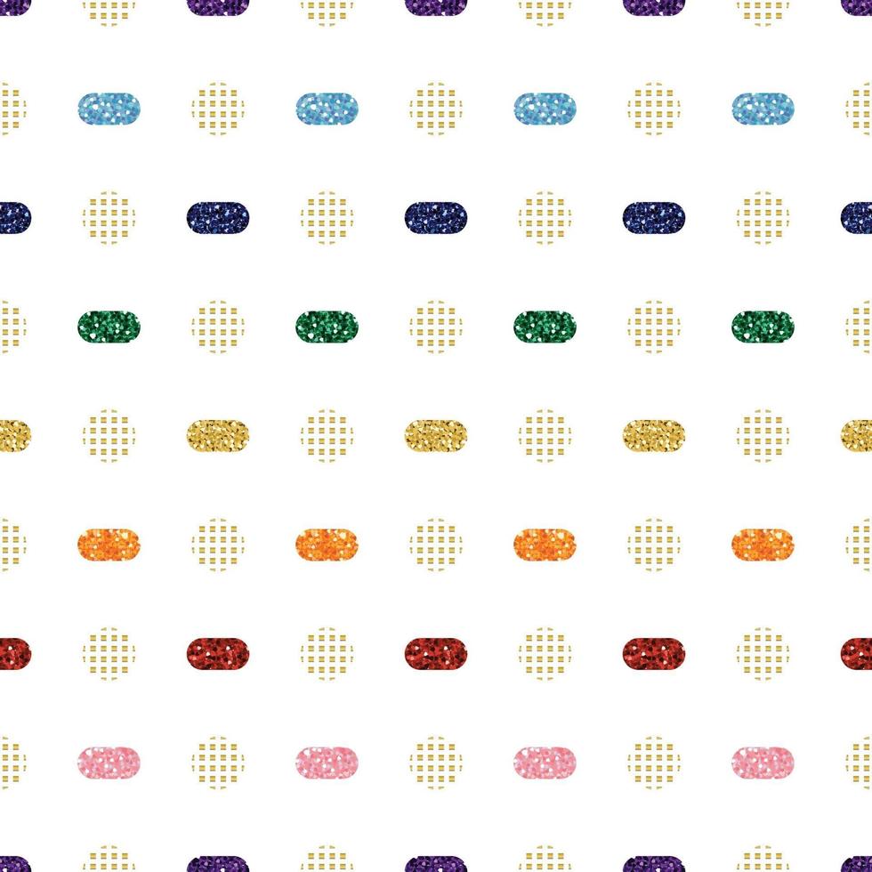 seamless rainbow glitter dot from oval shape pattern background vector