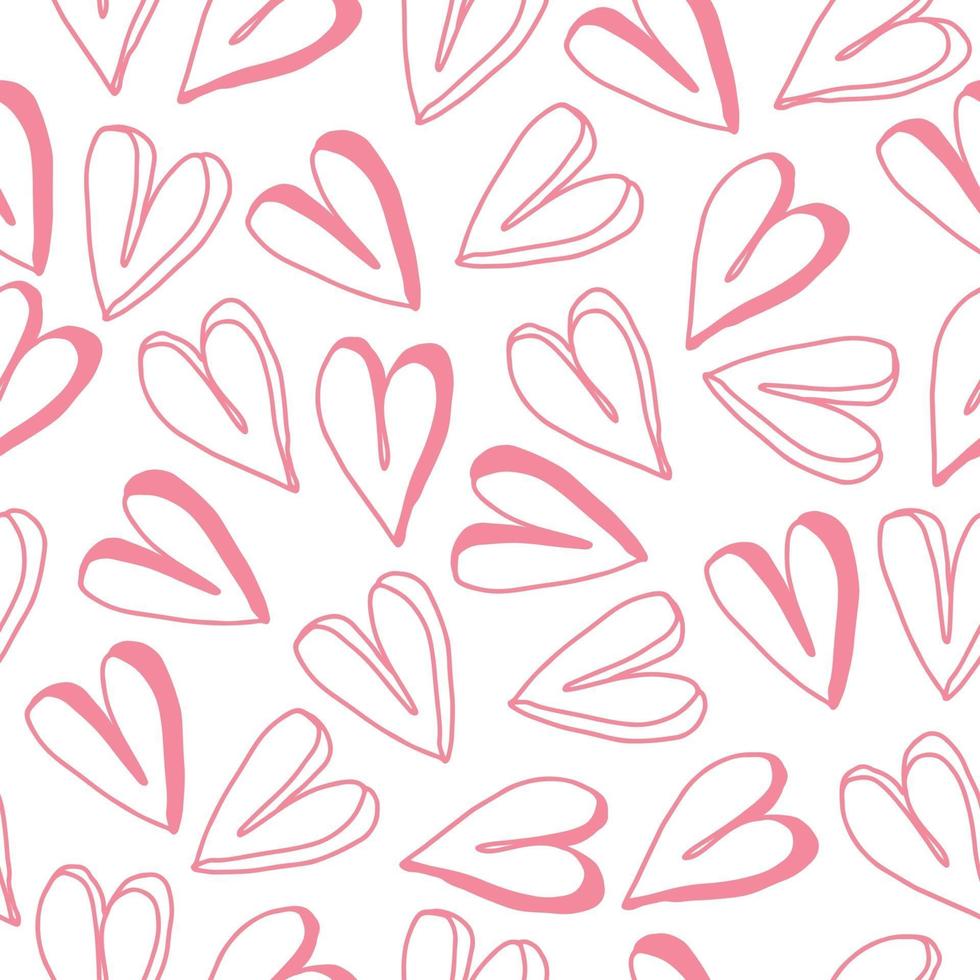 seamless valentine day pattern background with hand draw pink heart vector