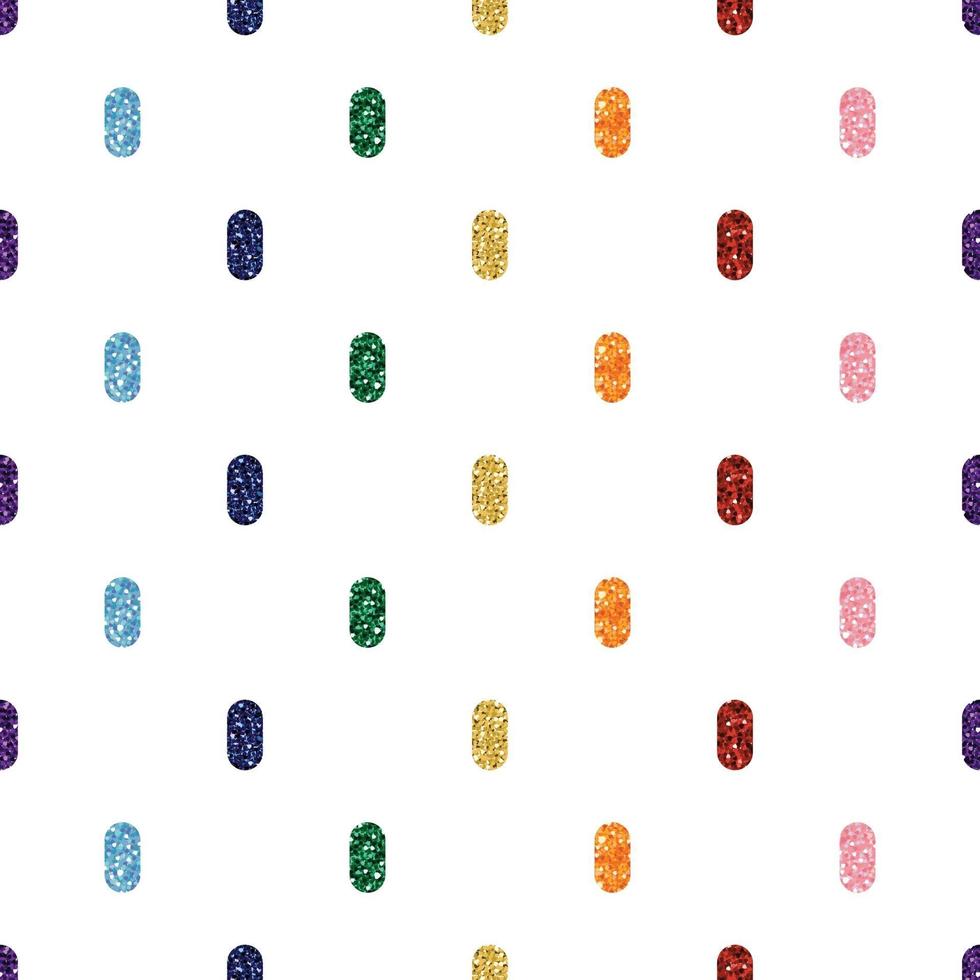 seamless rainbow glitter dot from oval shape pattern on white background vector