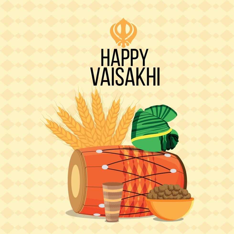 Happy vaisakhi flat design celebration vector