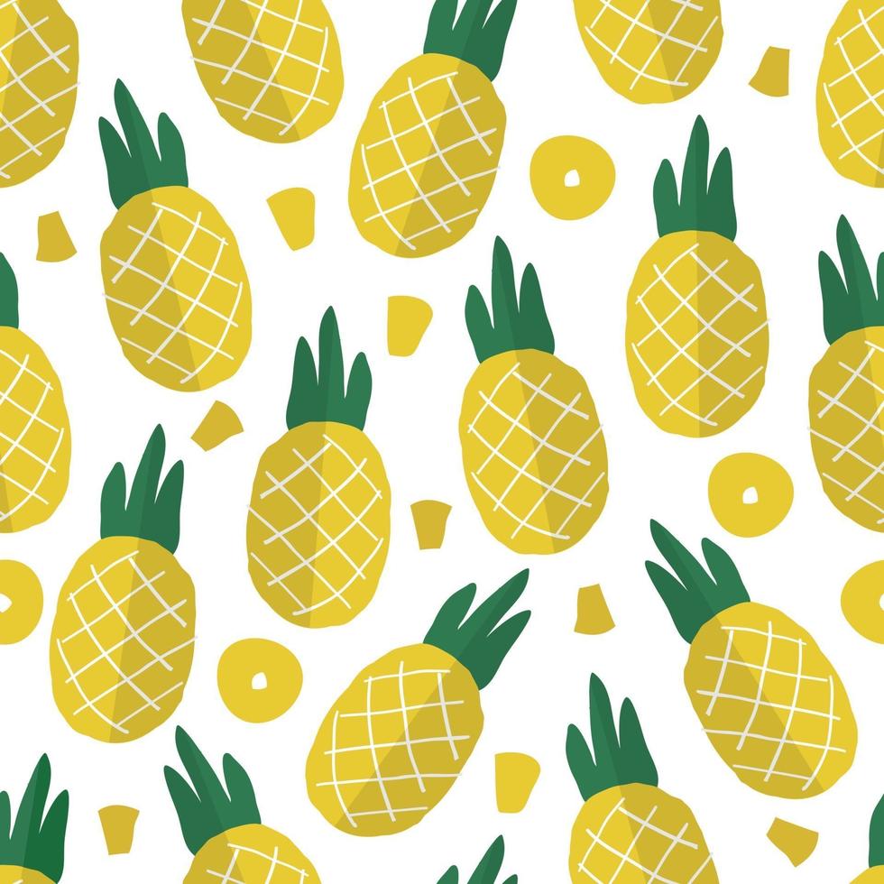 seamless doodle hand draw pineapple pattern background vector