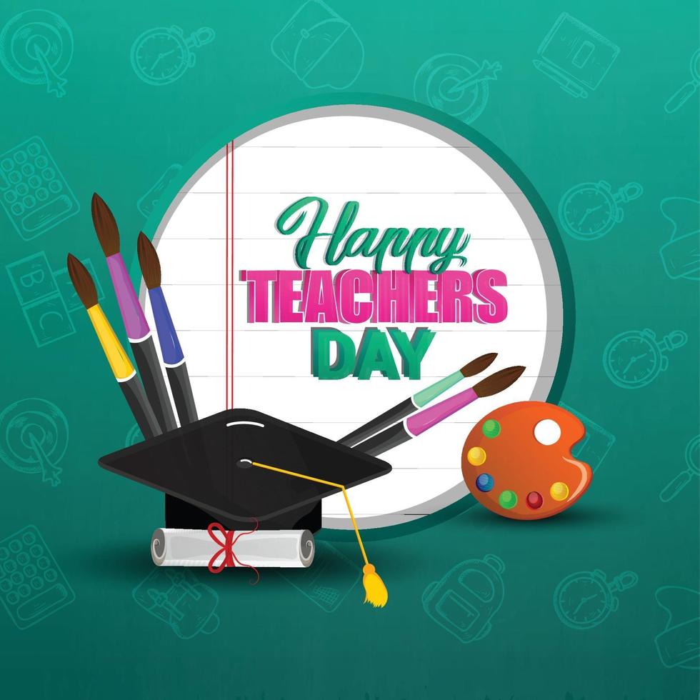 Happy teacher's day card design vector