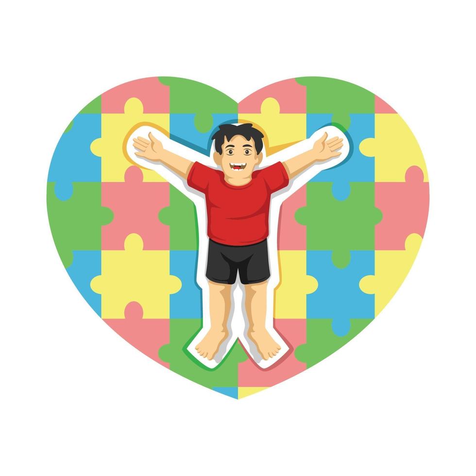 autism with Colorful heart of puzzle pieces. Vector illustration