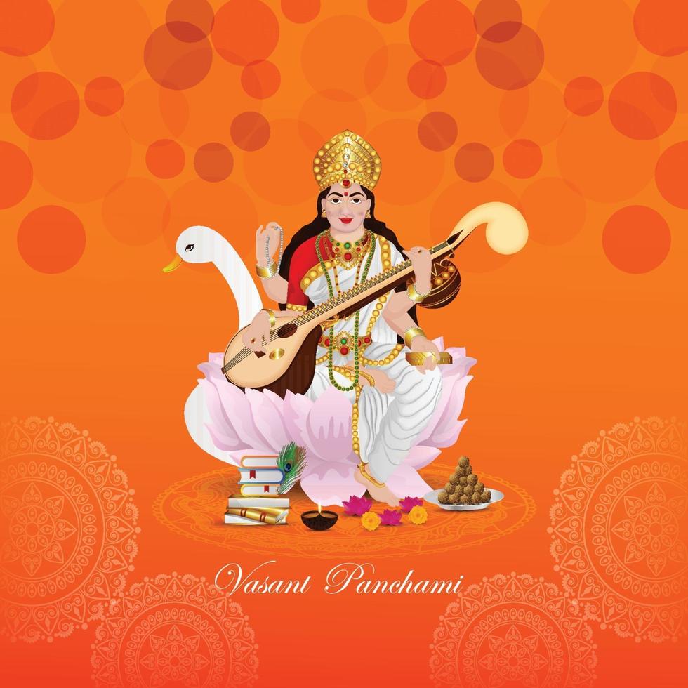 ilustración creativa de la diosa saraswati para el feliz vasant panchami vector