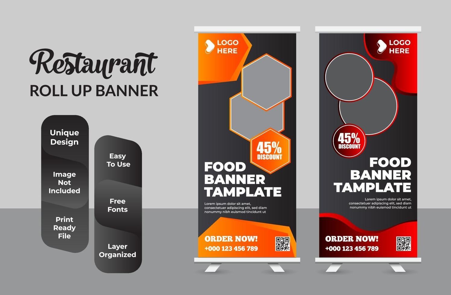 Roll up banner design template abstract design set vector