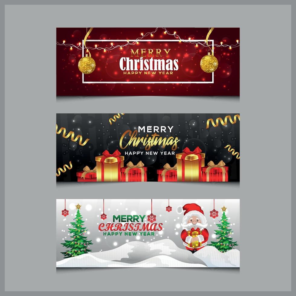 Merry Christmas banners vector