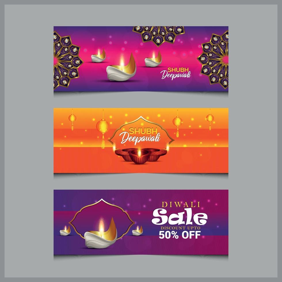 Shubh dhanteras banner template set vector