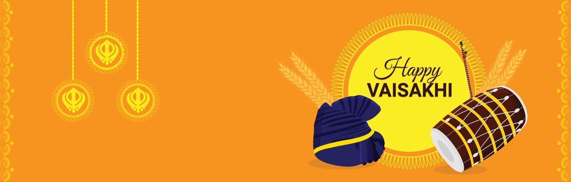 Happy vaisakhi indian sikh festival banner vector