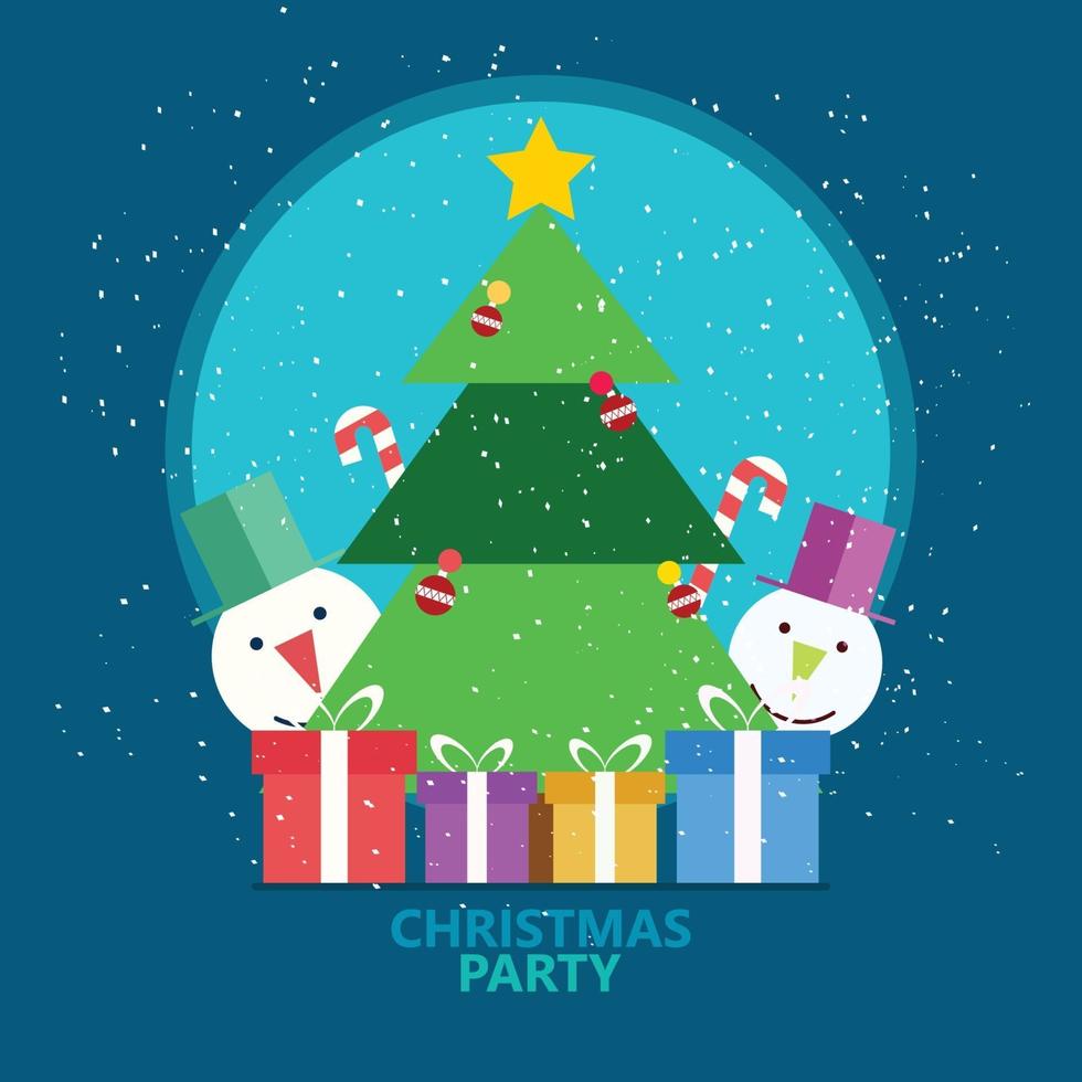 Christmas party card with gifts and tree vector
