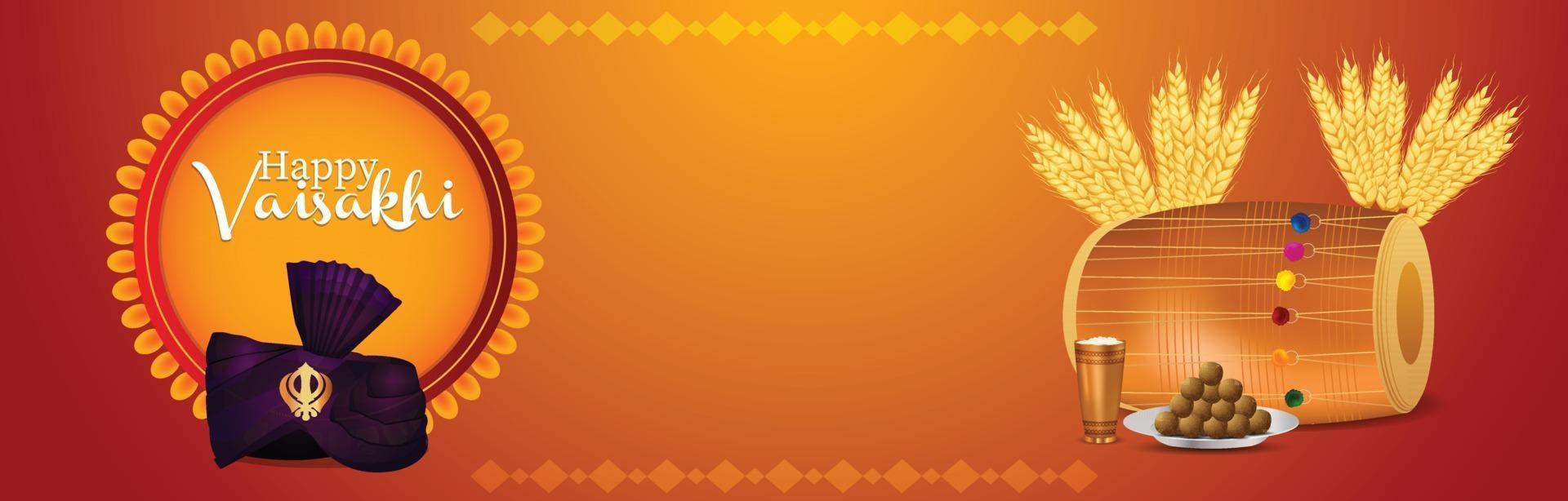 banner o encabezado de celebración del festival sij indio vaisakhi vector