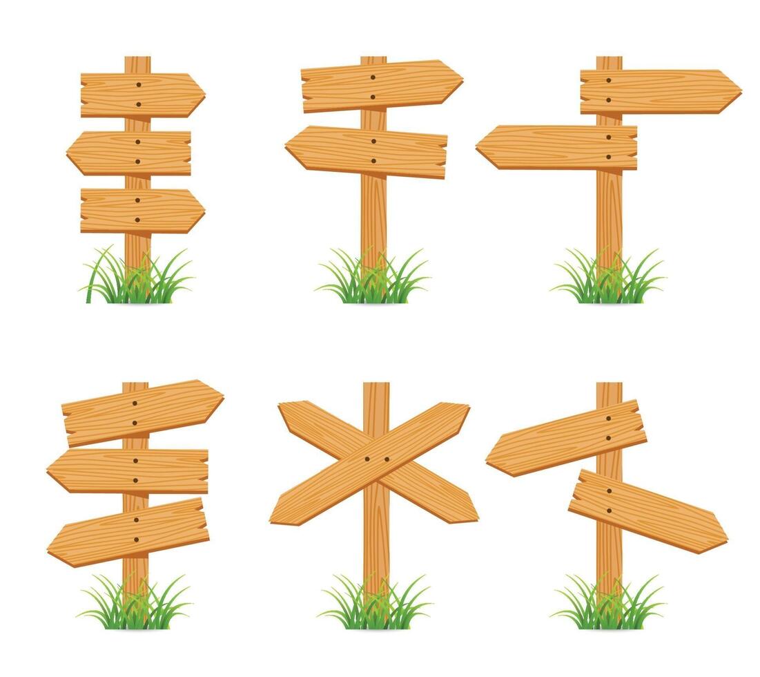 wooden sign set collection vector