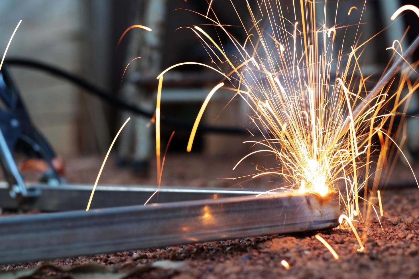 Close up of welding metals photo