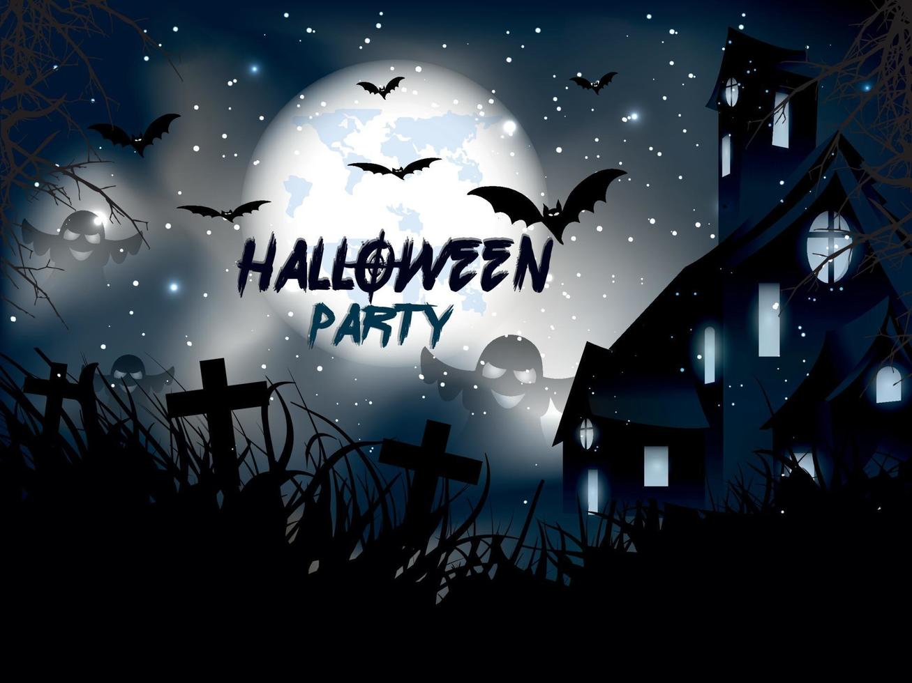 Halloween bats and haunted house vector