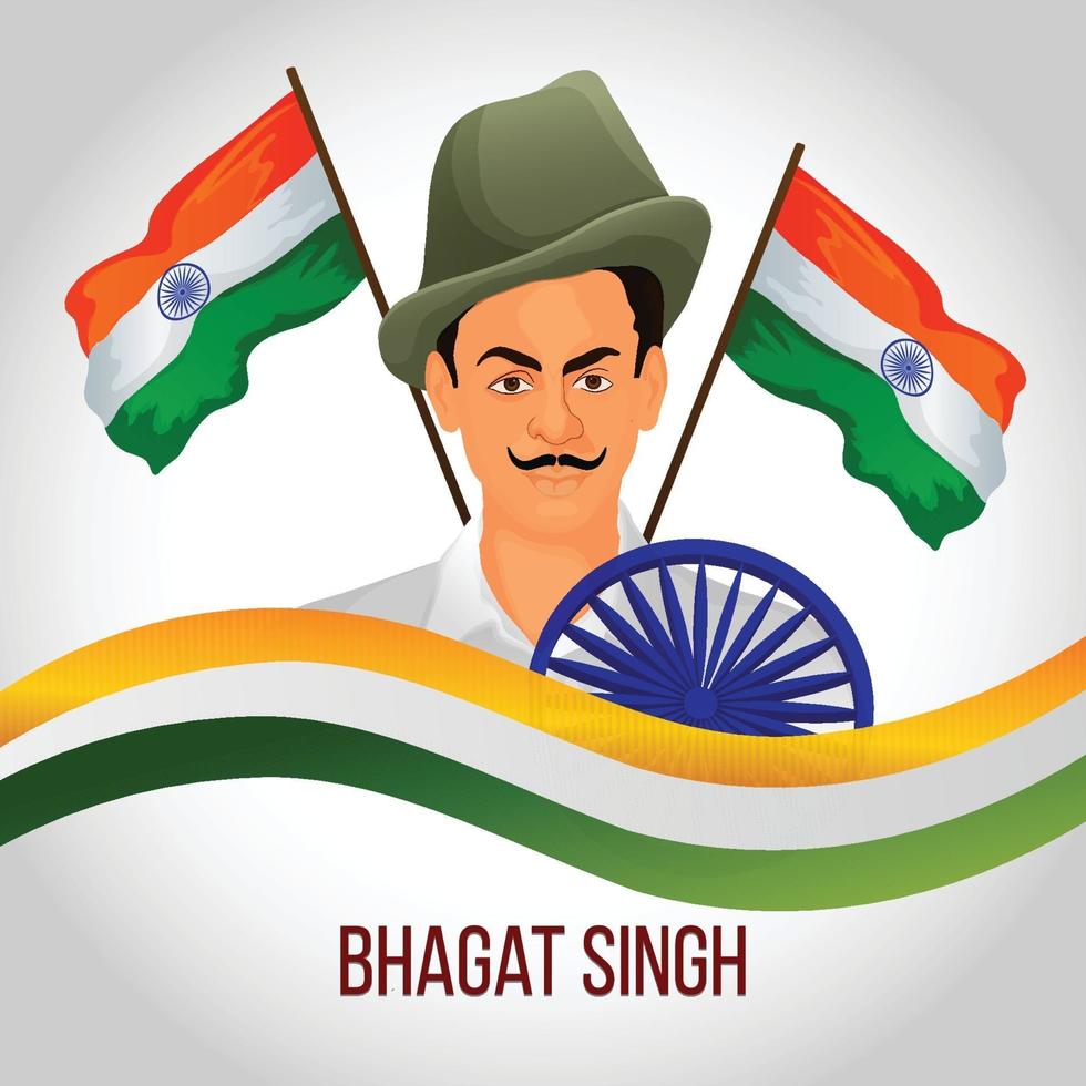 Creative illustration of freedom fighter bhagat singh saheedi diwas vector