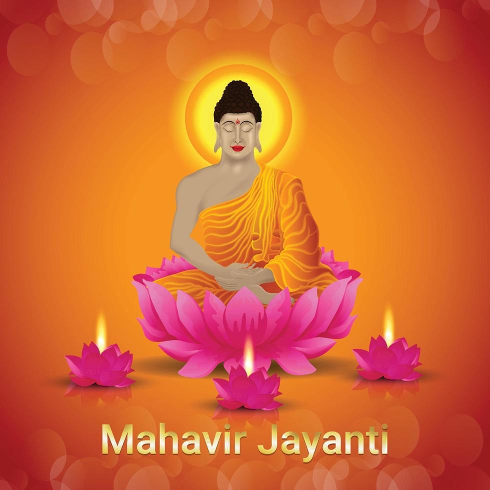 Happy mahavir jayanti greeting card vector