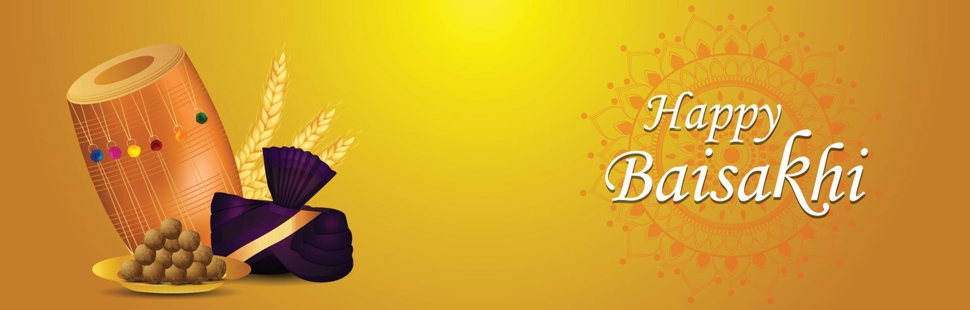 Happy vaisakhi punjabi festival celebration vector