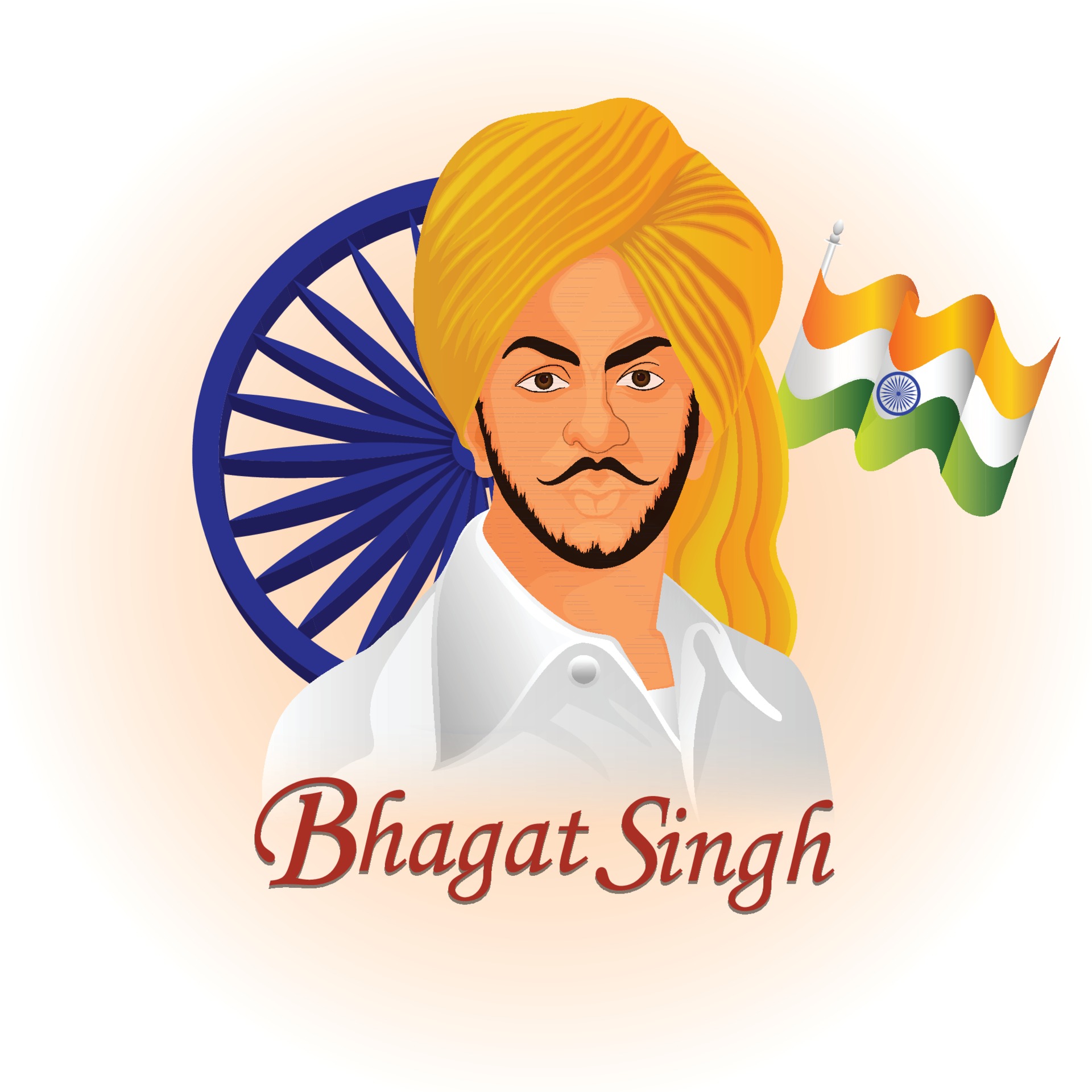 Bhagat singh national hero illustration with indian flag 2050281 Vector Art  at Vecteezy