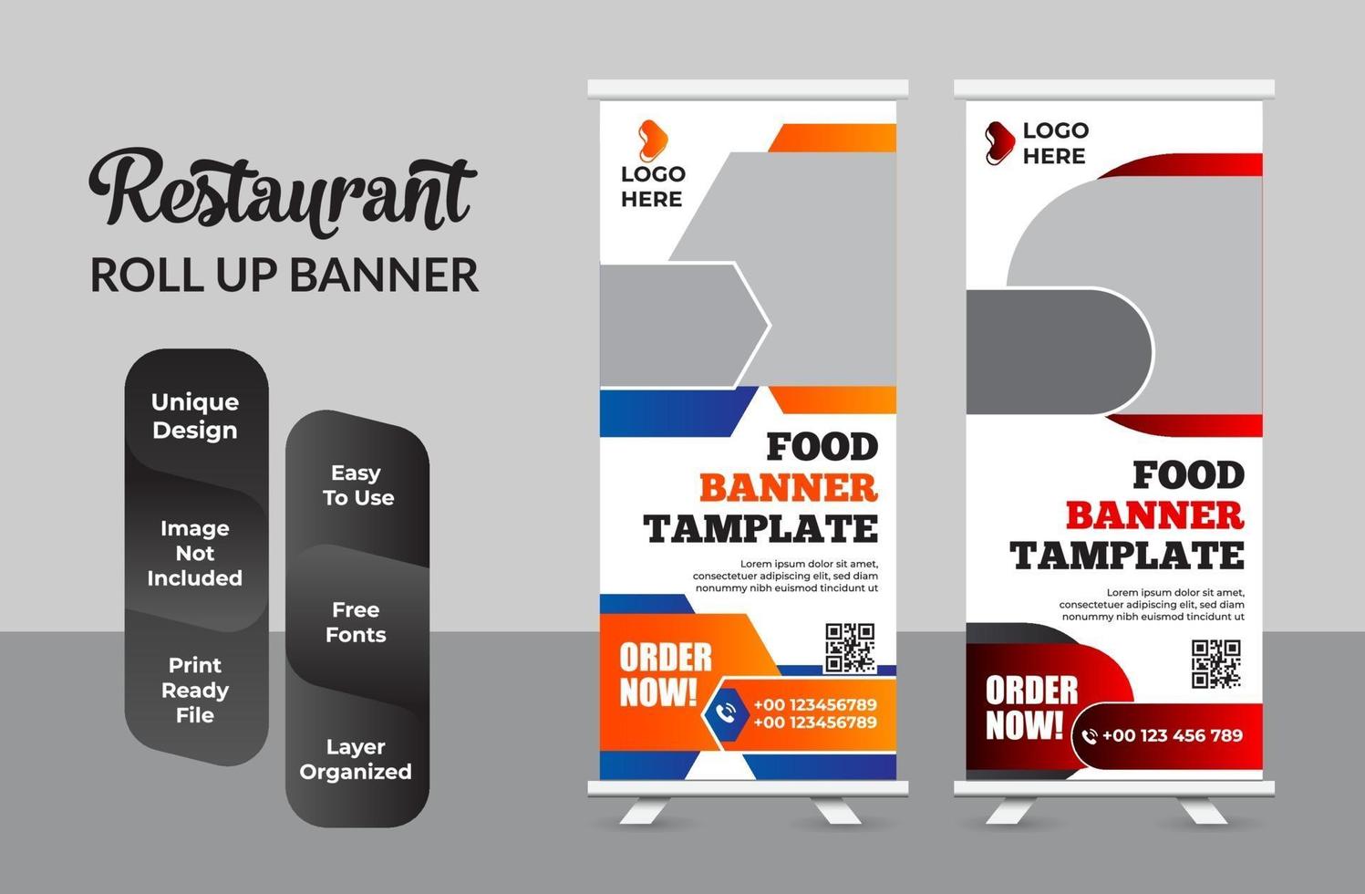 Roll up banner design template modern x-banner set vector