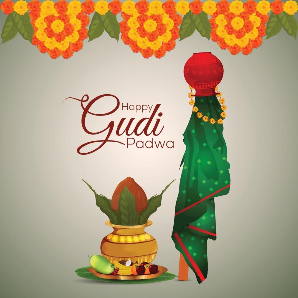 Happy ugadi indian festival greeting card vector
