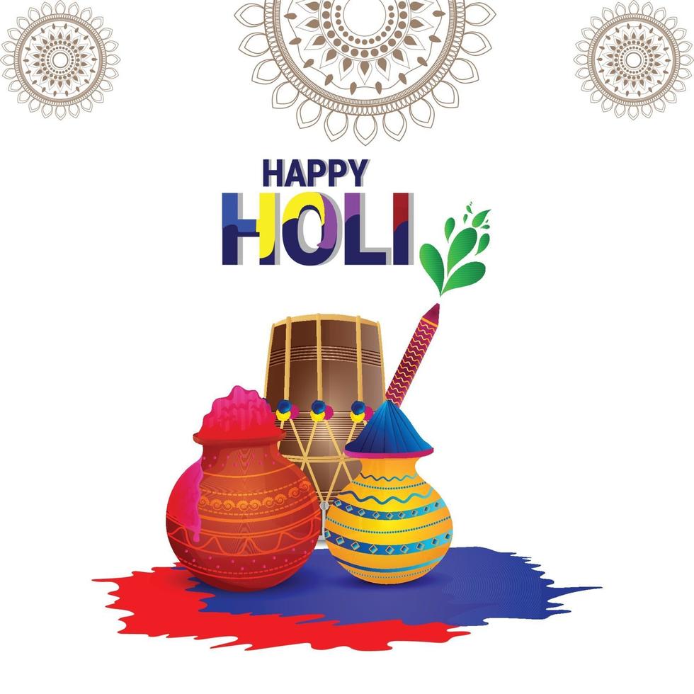 Flat happy holi concept vector