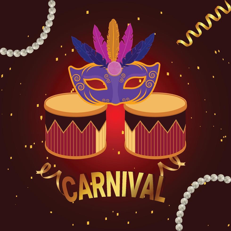 Carnival celebration party with purple mask vector
