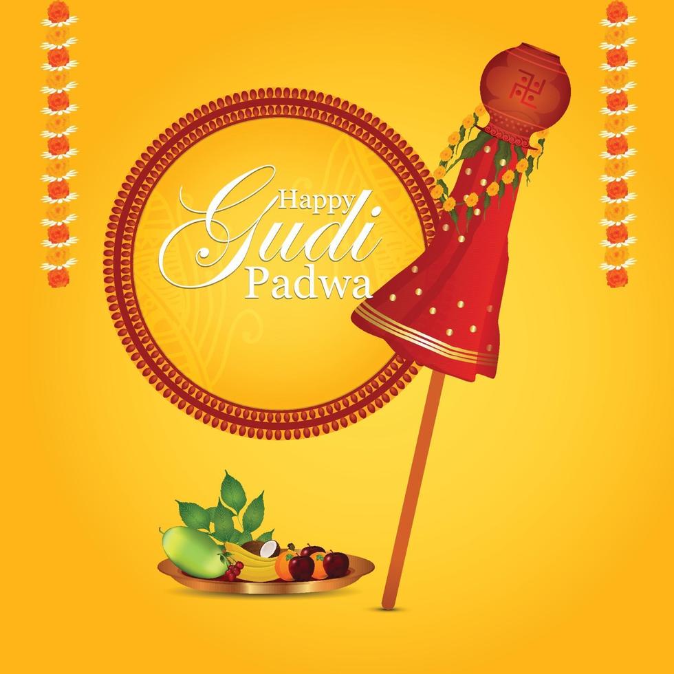 feliz celebración ugadi tarjeta de felicitación vector