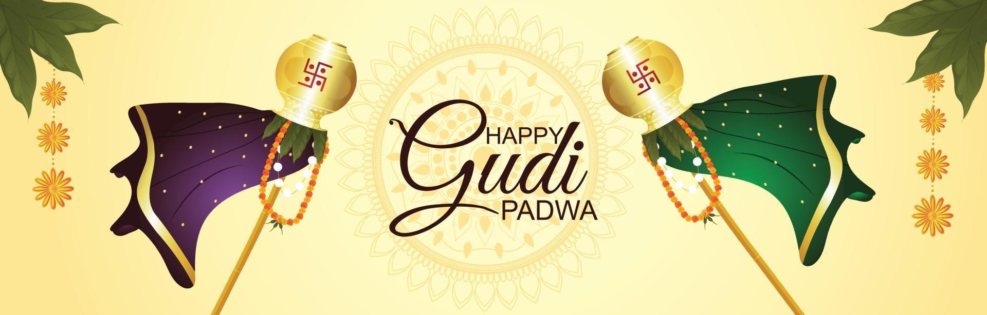 Happy ugadi indian festival greeting card vector