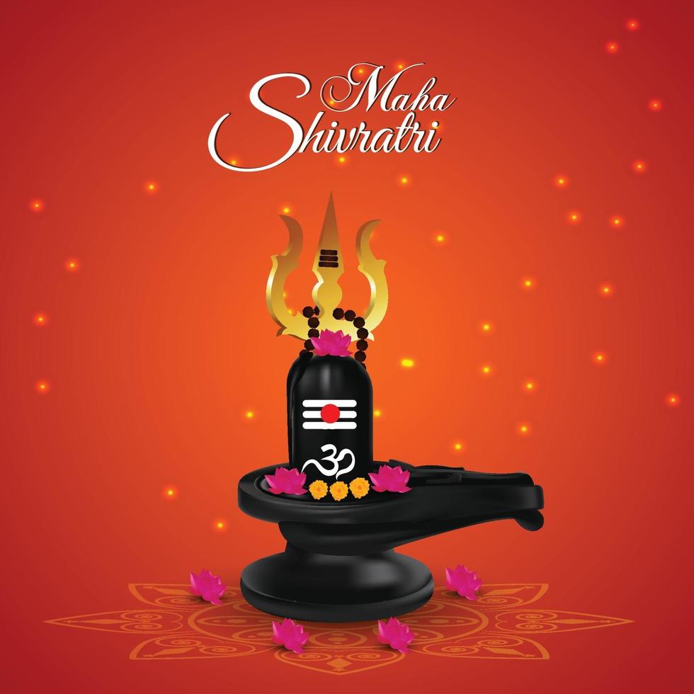 Maha shivratri greeting card with shivling vector