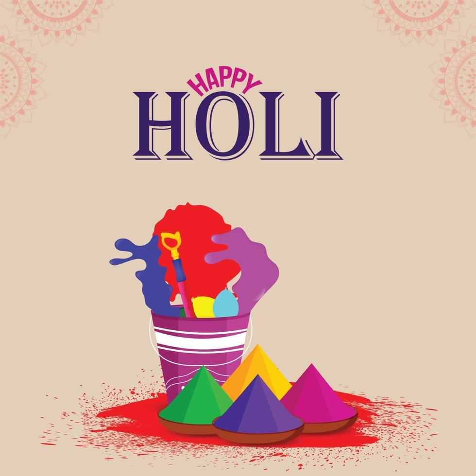 Happy holi greeting card vector