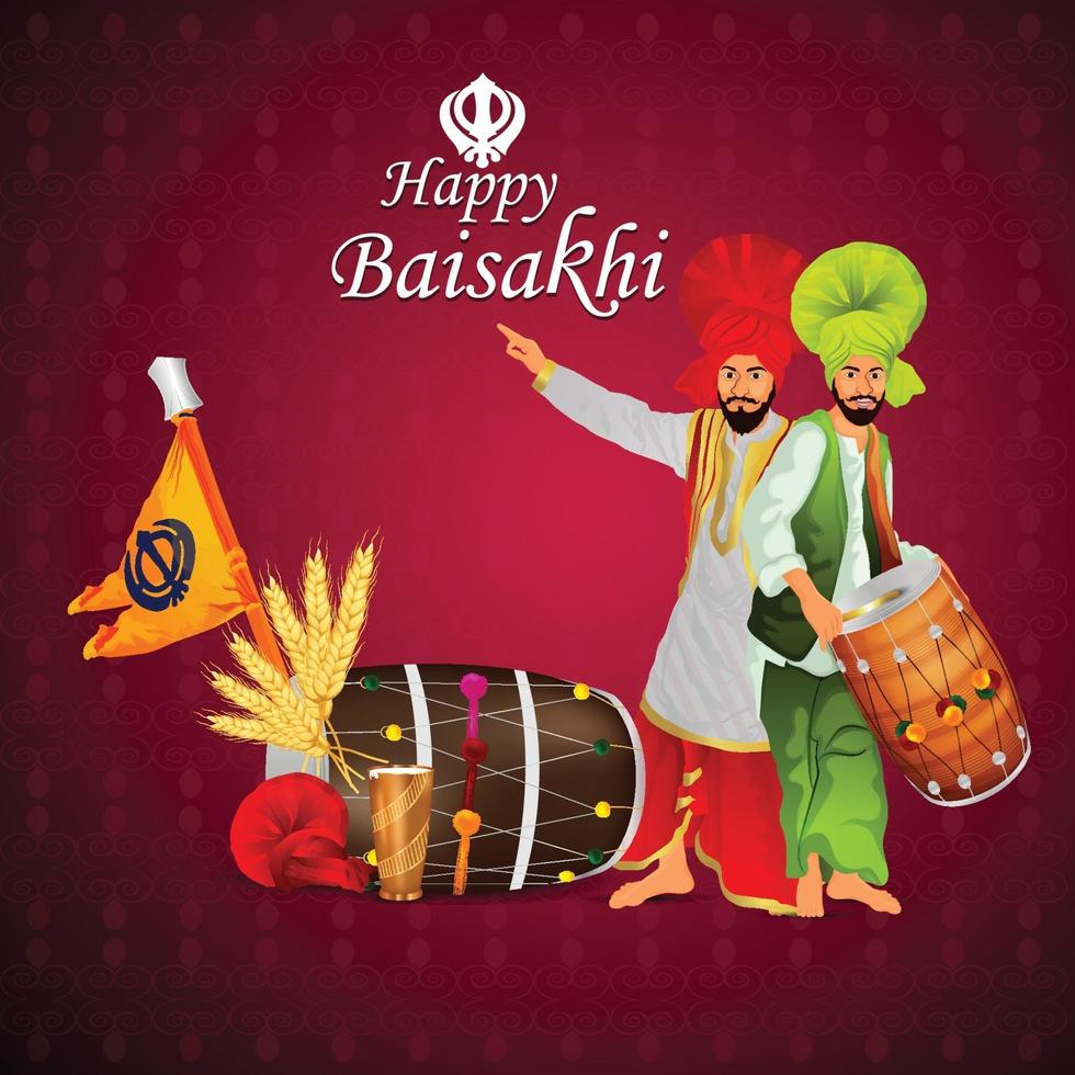 Creative illustration of happy vaisakhi celebration background vector