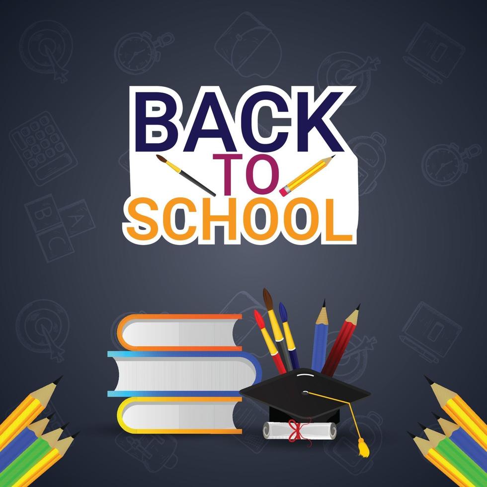 Back to school background with school supplies vector