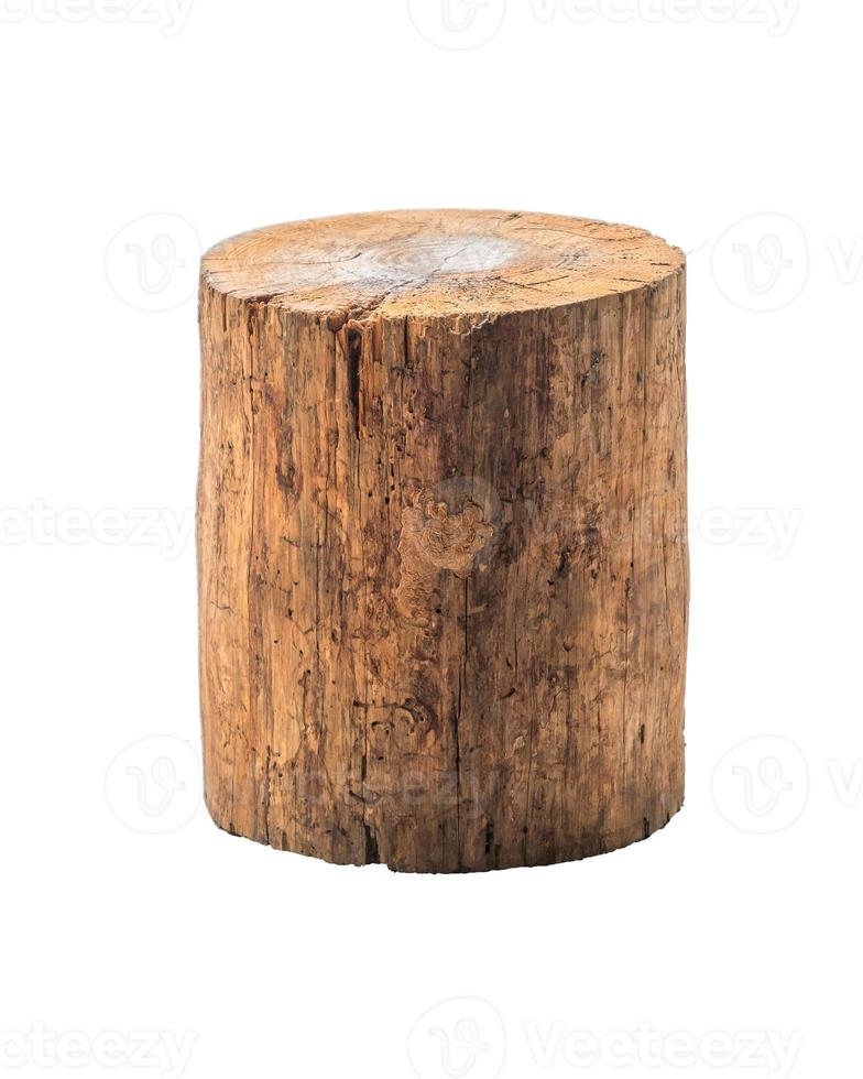 Isolated grunge log stool or chair on white background photo