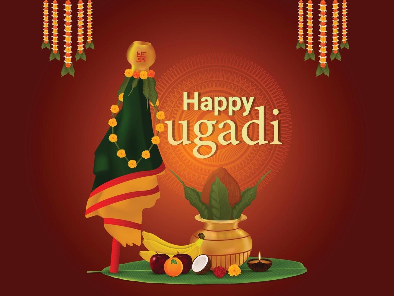 Gudi padwa celebration greeting card vector