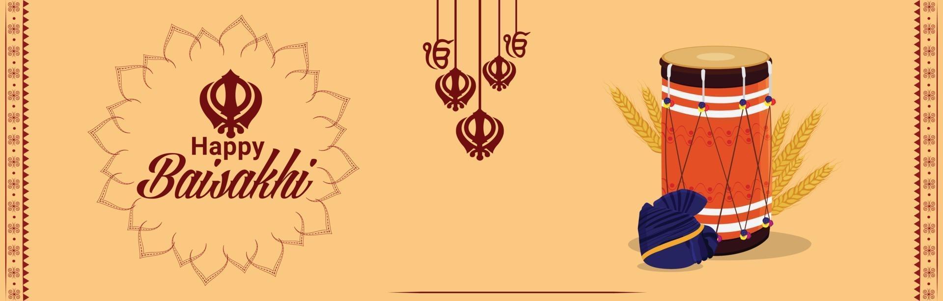 banner de celebración del festival sij indio de vaisakhi vector