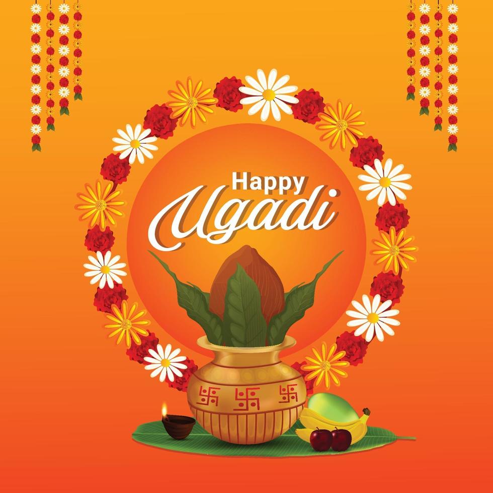 Happy Ugadi celebration greeting card 2050997 Vector Art at Vecteezy