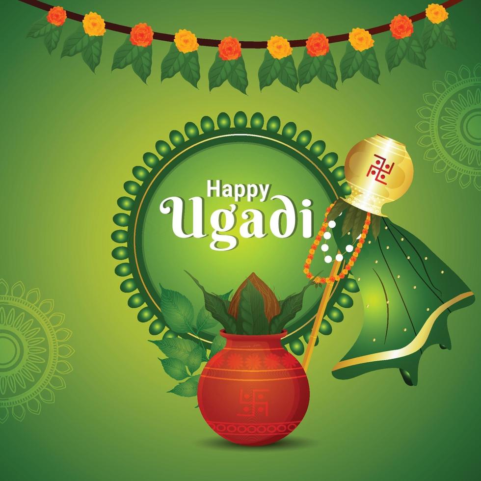 Happy gudi padwa greeting card vector