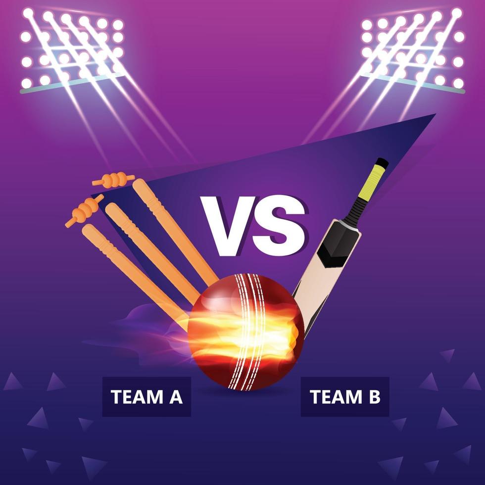 Cricket Match Between Team A VS B Of Cricketer Players On Yellow And Blue  Background For Championship Concept. 23224654 Vector Art at Vecteezy